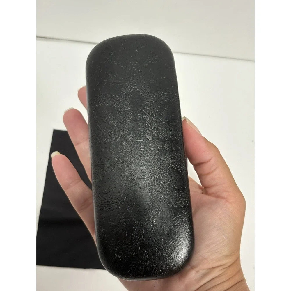 Christian Lacroix Designer Eye Glasses Case Embossed Black With Cloth